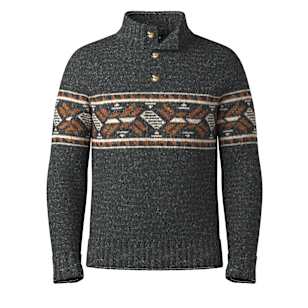 Men's Heavy Henley Sweater - Charcoal-Pecan Brown