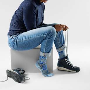 Everyday Floral Crew Socks - Serene Blue
