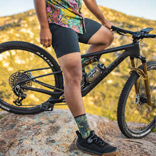 Bike Aloha Forest Print Crew Socks - Twilight Blue