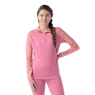 Women's Classic Thermal Merino Base Layer 1/4 Zip - Garden Pink Digi Snow