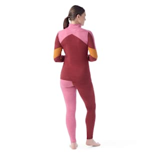 Women's Classic Thermal Merino Base Layer Colorblock 1/4 Zip - Currant-Garden Pink