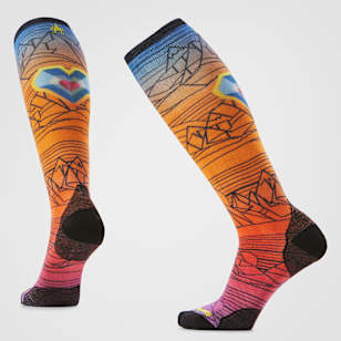 Ski Geo Peaks Print Over The Calf Socks - Orange Rust
