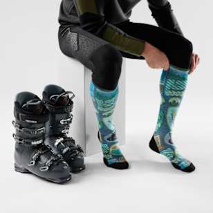 Ski Explorer Print Over The Calf Socks - Deep Navy
