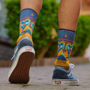 Hike Open Hearts Print Crew Socks - Multi Color