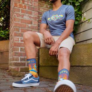 Hike Open Hearts Print Crew Socks - Multi Color