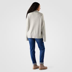 Women's Edgewood Cowl Neck Sweater - Almond-Light Gray