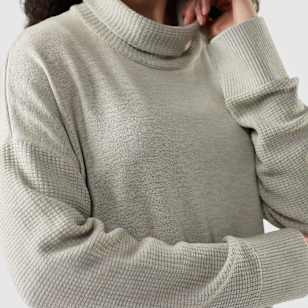 Women's Edgewood Cowl Neck Sweater - Almond-Light Gray
