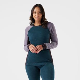 Women's Classic Thermal Merino Base Layer Colorblock Crew - Twilight Blue Heather