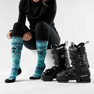 Women's Ski Topo Treasures Print Over The Calf Socks - Nightfall Blue