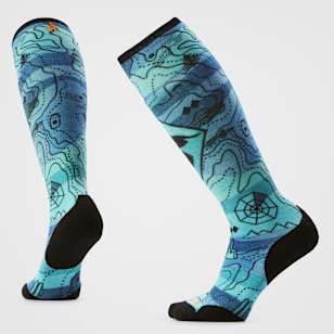 Women's Ski Topo Treasures Print Over The Calf Socks - Nightfall Blue