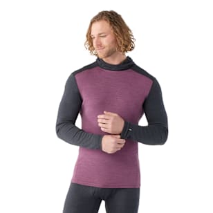 Men's Classic Thermal Merino Base Layer Hoodie - Charcoal-Argyle Purple