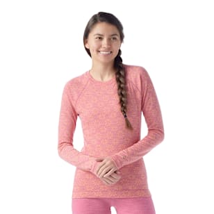 Women's Classic Thermal Merino Base Layer Crew - Garden Pink Digi Snow