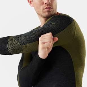 Men's Intraknit™ Thermal Merino Base Layer Colorblock Crew - Winter Moss-Charcoal