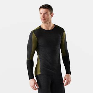 Men's Intraknit™ Thermal Merino Base Layer Colorblock Crew - Winter Moss-Charcoal