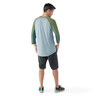 Men's Ultralite Mountain Bike 3/4 Sleeve Tee - Lead-Fern Green