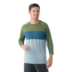 Men's Ultralite Mountain Bike 3/4 Sleeve Tee - Lead-Fern Green