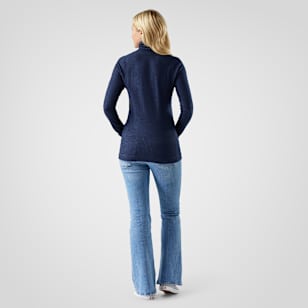 Women's Thermal Merino Rib Turtleneck - Nightfall Blue-Deep Navy