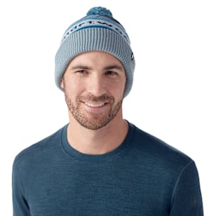 Knit Winter Pattern POM Beanie - Twilight Blue Heather