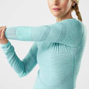 Women's Intraknit&trade; Thermal Merino Base Layer Crew - Pacific Blue-Nightfall Blue