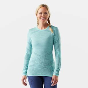 Women's Intraknit&trade; Thermal Merino Base Layer Crew - Pacific Blue-Nightfall Blue