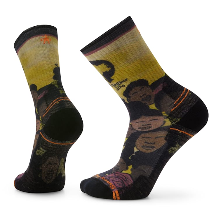Outdoor Afro Hike Print Crew Socks image number 1