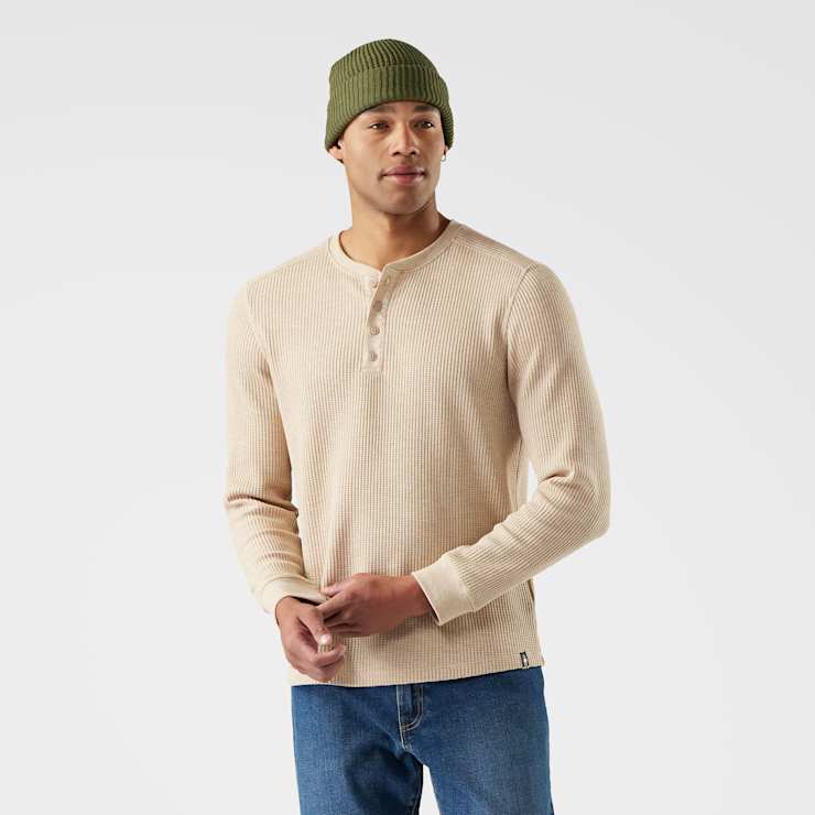 Men's Waffle Long Sleeve Henley image number 1